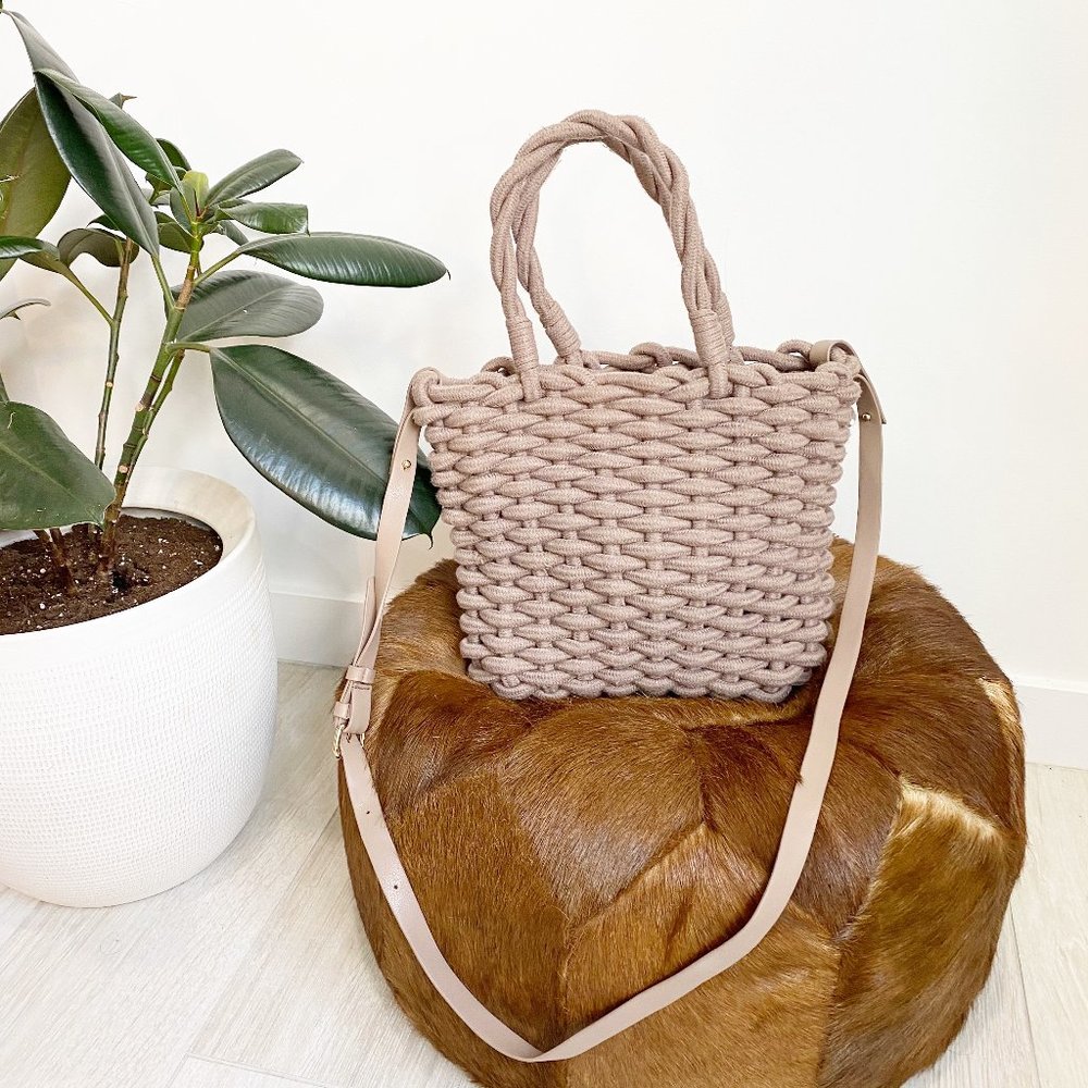 Zara Taupe Small Braided Rope Bag